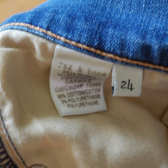 Rag & Bone Mid Rise Skinny Carmine Distressed Jean - Picture 4 of 7